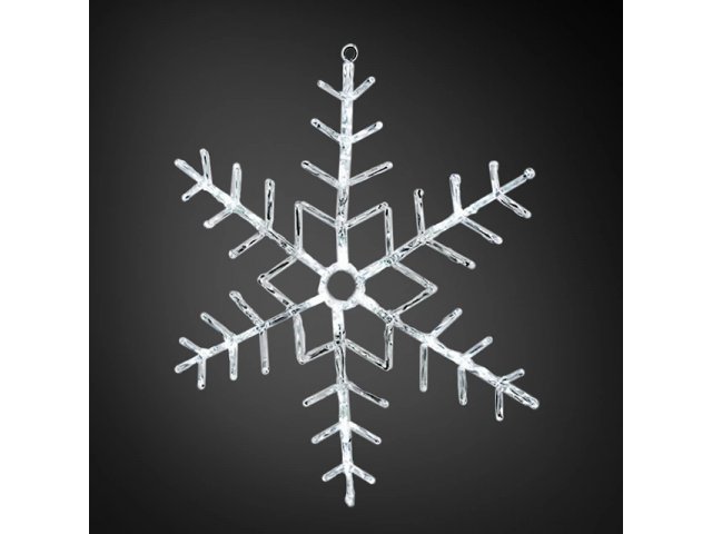 Снежинка прозрачная светящаяся, 50 см, уличная, акрил, 24 холодных белых Led ламп