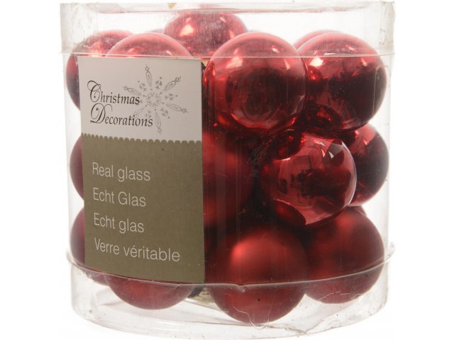 Набор стеклянных шариков, красный mix, 25 мм, 24 шт KAEMINGK 010256