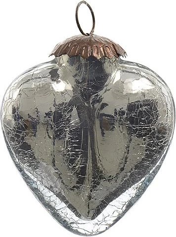Елочная игрушка «Изящное сердечко», 7.5 см, серебро, стекло, подвеска, Kaemingk 190201