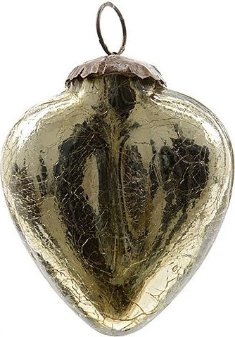 Елочная игрушка «Изящное сердечко», 7.5 см, золото, стекло, подвеска, Kaemingk 190202
