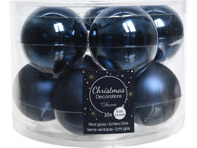 Набор стеклянных шаров 60 мм синий бархат mix, 10 шт Kaemingk 140448