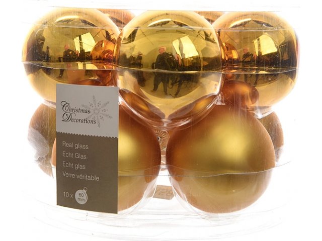 Набор стеклянных шаров 60 мм насыщенно золотой mix, 10 шт Kaemingk 140458