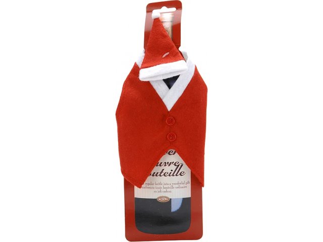 Чехол на бутылку Фрак Санты с колпаком 32*11 см Koopman