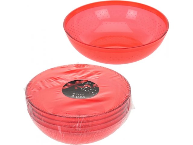 Пластиковые тарелки красные 14 см, 4 шт Koopman