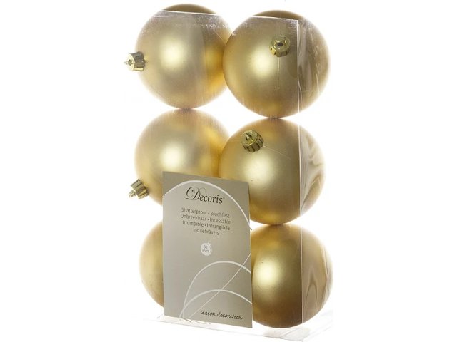 Набор пластиковых матовых шаров 80 мм золотой, 6 шт Kaemingk