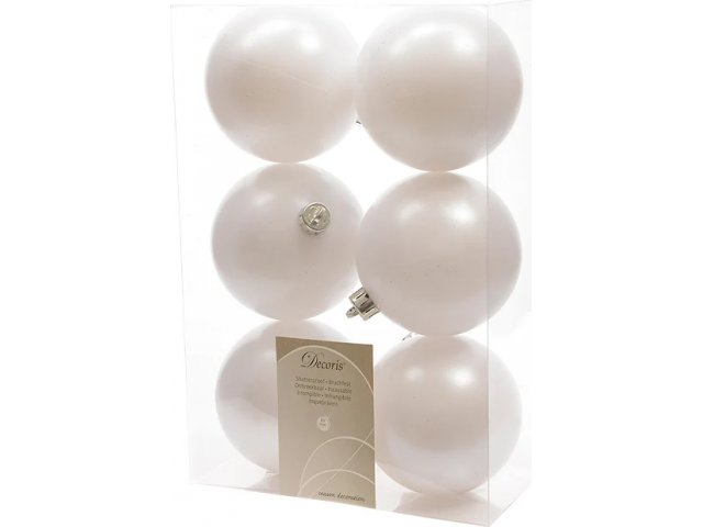 Набор пластиковых матовых шаров 80 мм белый, 6 шт Kaemingk