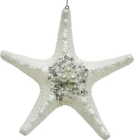 Елочная игрушка Морские Грезы - Звезда 13 см белая, подвеска Kaemingk