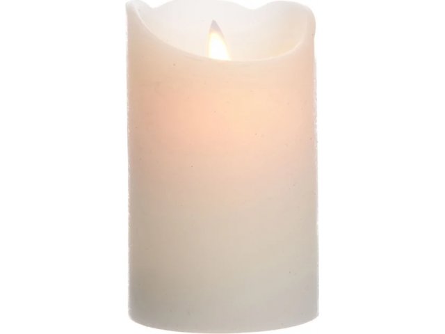 Светодиодная свеча Живое Пламя 12.5*7.5 см кремовая восковая на батарейках, таймер Kaemingk