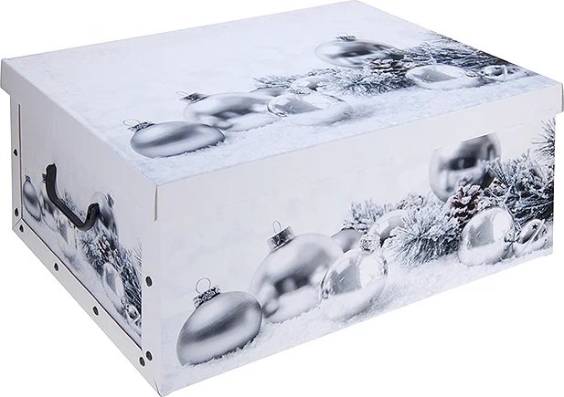 Коробка для хранения елочных игрушек Новогодний сундучок белый 50*39*24 см, картон Koopman