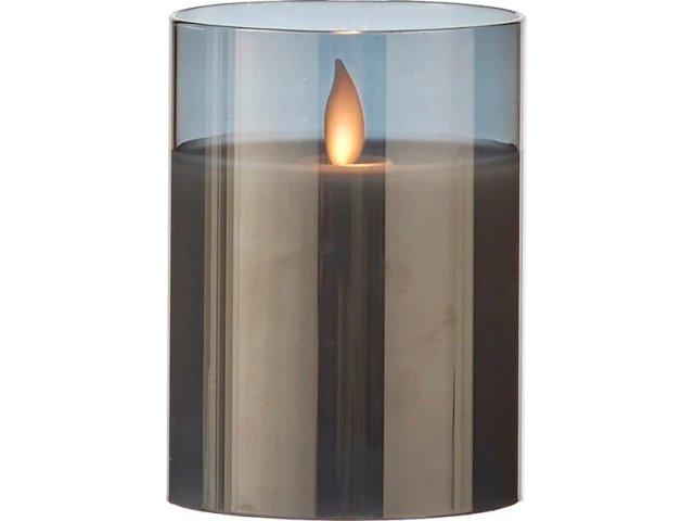 Светильник свеча восковая с живым пламенем Лацио 10 см дымчатая на батарейках Edelman