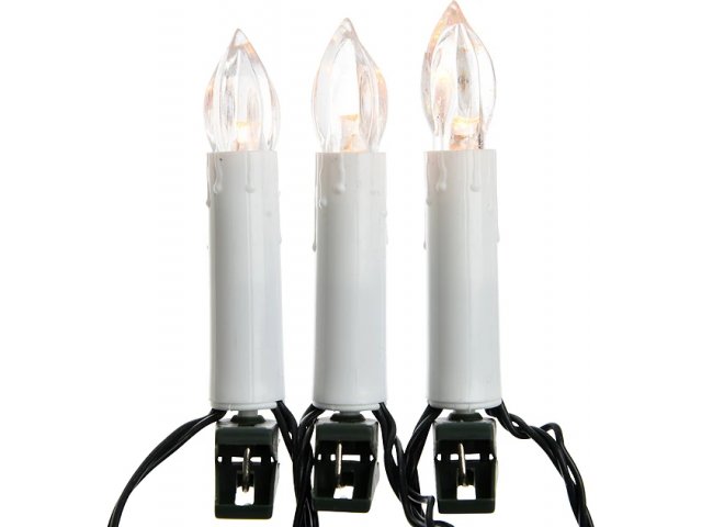 Гирлянда Свечи Уютное Пламя, 15 свечей с экстра теплым белым светом, на клипсах, 3.5 м, зеленый ПВХ Kaemingk