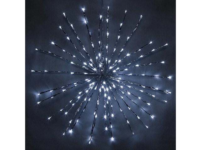 Светодиодное украшение Полярная Звезда серебряная 70 см, 160 холодных белых LED ламп с мерцанием, IP44 Kaemingk