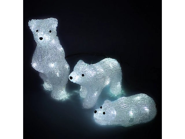 Композиция из акрила Три медведя, уличная, LED лампы, холодный белый Kaemingk