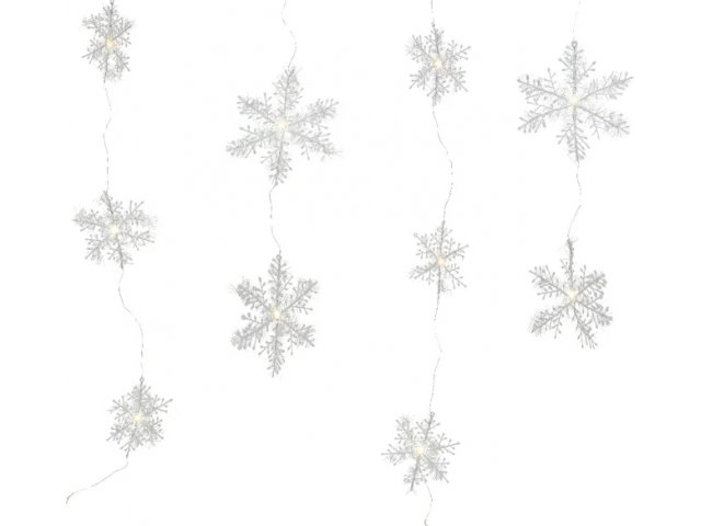 Светодиодная штора Воздушные Снежинки 1.2*1.35 м, 70 теплых белых микро LED ламп, серебряная ПРОВОЛОКА Kaemingk