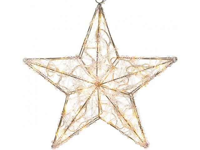 Светящаяся звезда Ажурная 60 см, прозрачные акриловые нити, 80 теплых белых LED ламп, IP44 Kaemingk
