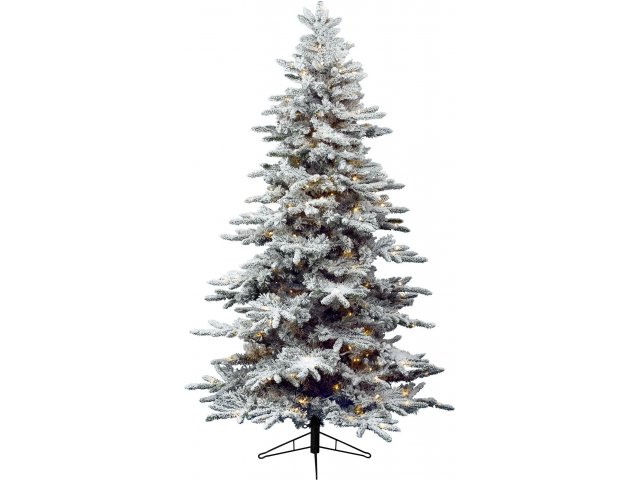 Искусственная елка с огоньками Аляска заснеженная 150 см, 144 теплых белых LED ламп, ПВХ Kaemingk