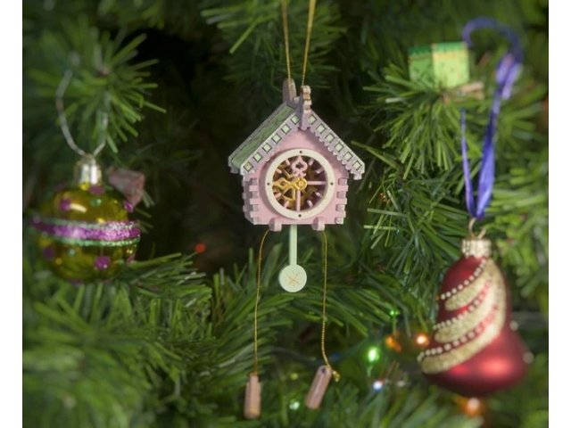 Новогоднее украшение: Часы с маятником 3015 Розовая карамель