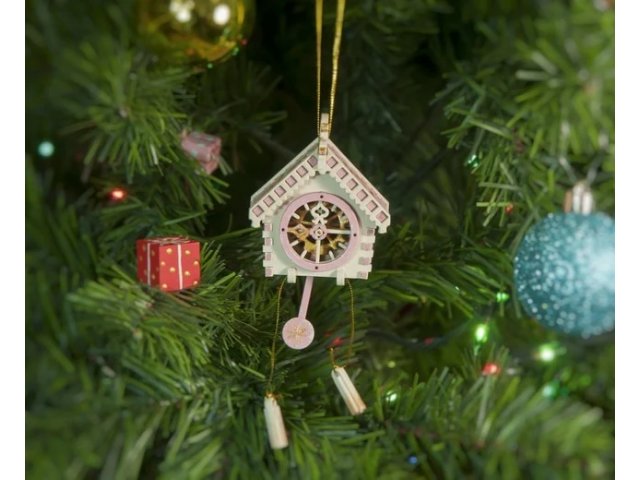 Новогоднее украшение: Часы с маятником 1013 Pink Roof Молочный цвет