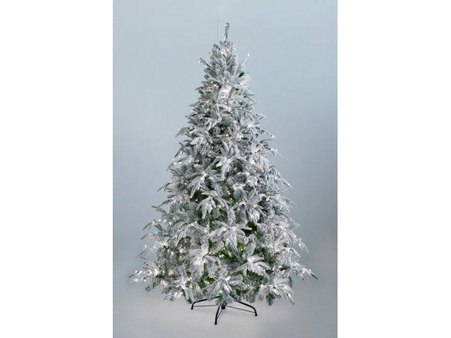 Искусственная ель Crystal Trees Маттерхорн заснеженная с вплетенной гирляндой 180 см