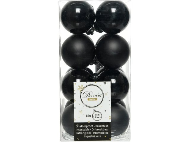 Набор пластиковых шаров Черный 4 см, 16 шт, mix Kaemingk