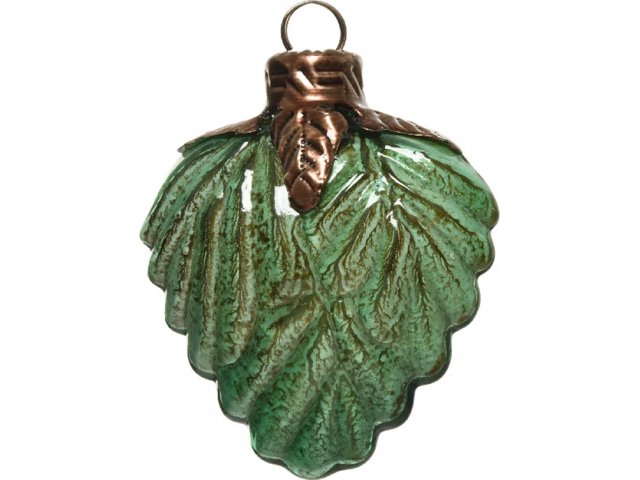 Стеклянная елочная игрушка Сердце Camellia Jade 13 см, подвеска Kaemingk, зеленая