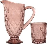 Набор для воды Ниовина: кувшин + 6 стаканов, розовый, стекло Koopman