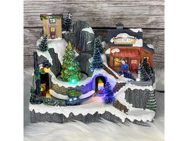 Светящаяся композиция Whistlers Winter: Праздничные хлопоты 22*17 см, с движением и музыкой, на батарейках Kaemingk