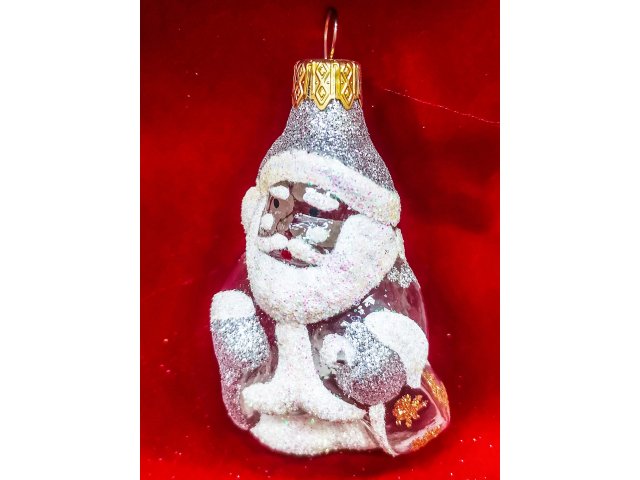 Ёлочное украшение КОЛОМЕЕВ Дед Мороз сказочный, прозрачная серия, в подарочной упаковке, высота 9 см