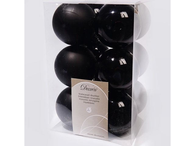 Набор пластиковых шаров Черный, mix, 60мм, 12шт.