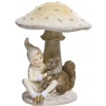 Декоративная фигурка Маленький эльф Олли и белочка под грибком 24 см Kaemingk