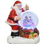 Новогодняя фигурка с снежным шаром Santa & Presents 25 см, с подсветкой и музыкой, на батарейках Kaemingk
